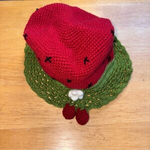 Watermelon Baby/Toddler Red and Green Knit Hat